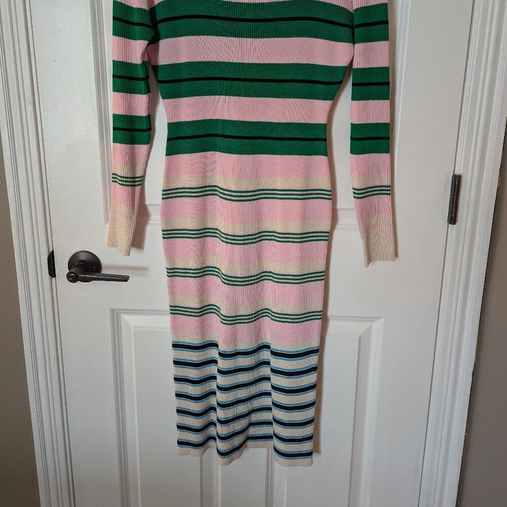 Striped Ribbed Sweater Dress, Size Small - Picture 2 of 4